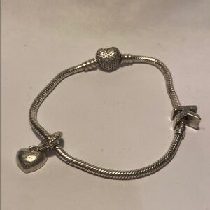 Pandora Silver Heart Charm Bracelet